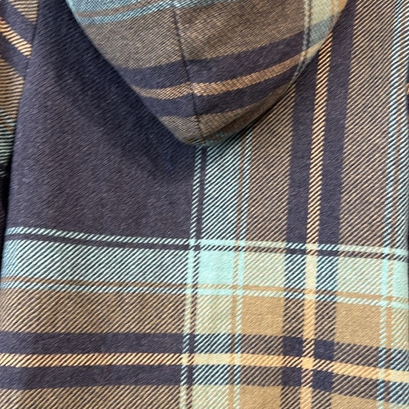 Mossimo Supply Hooded Pullover Jacket Wool Blend Plaid Toggle Buttons Womens - Picture 7 of 9